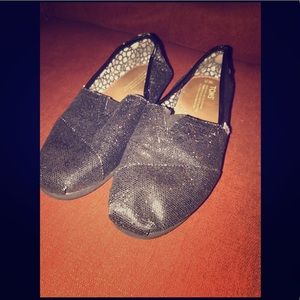 Black glitter TOMS 7.5